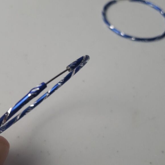 Y2K Blue Hoop Earrings - Picture 3 of 3